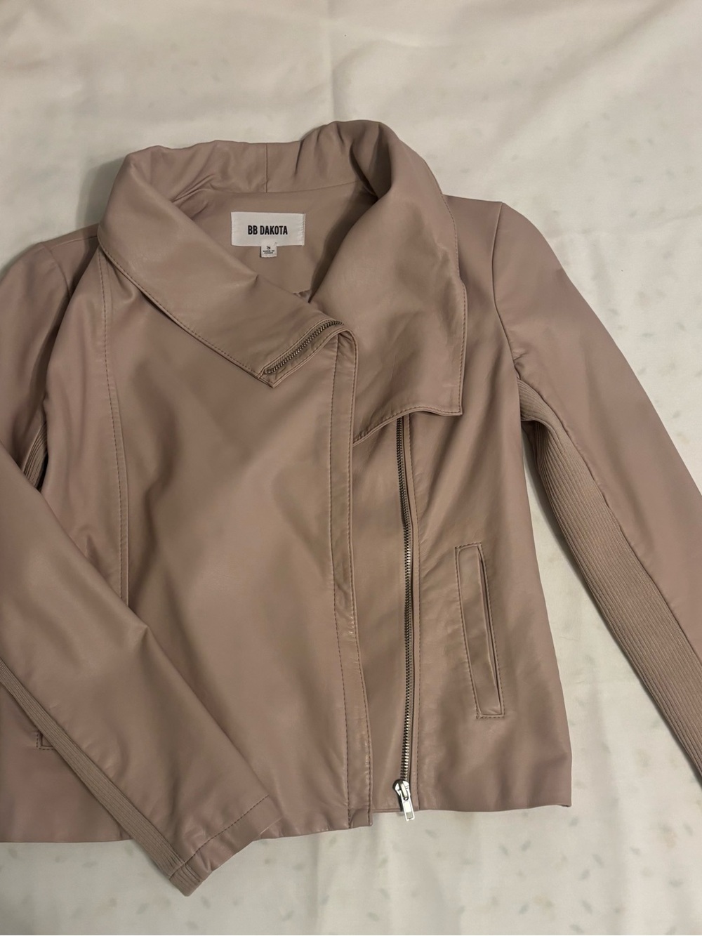 BB Dakota Blush Faux Leather Moto Jacket